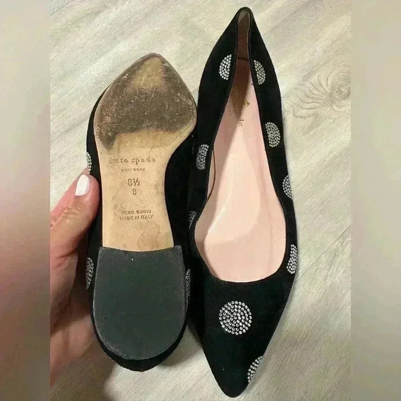 Kate Spade New York 8 1/2 Bayla‎ Black/Suede Crystal Strass - Picture 2 of 7